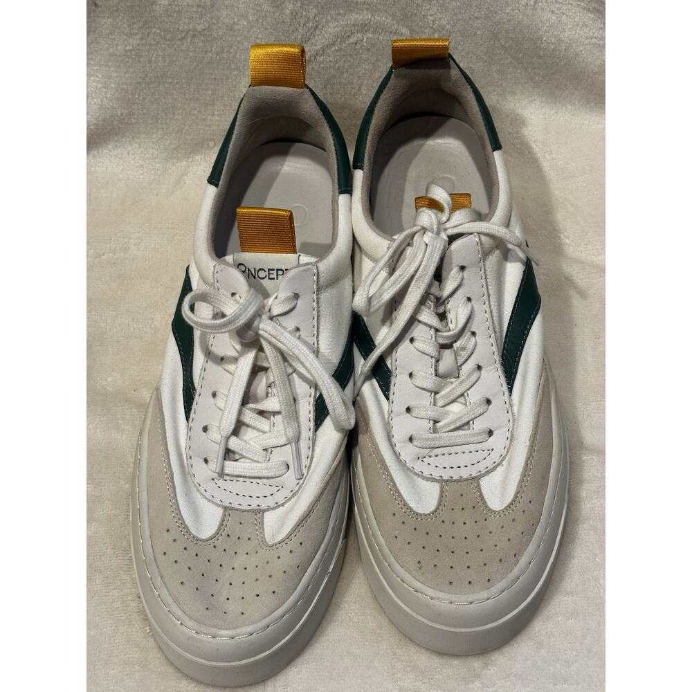 ONCEPT Lagos Size 7.5 Canvas Leather Designer Fashion Sneaker Green White Casual - Picture 2 of 10
